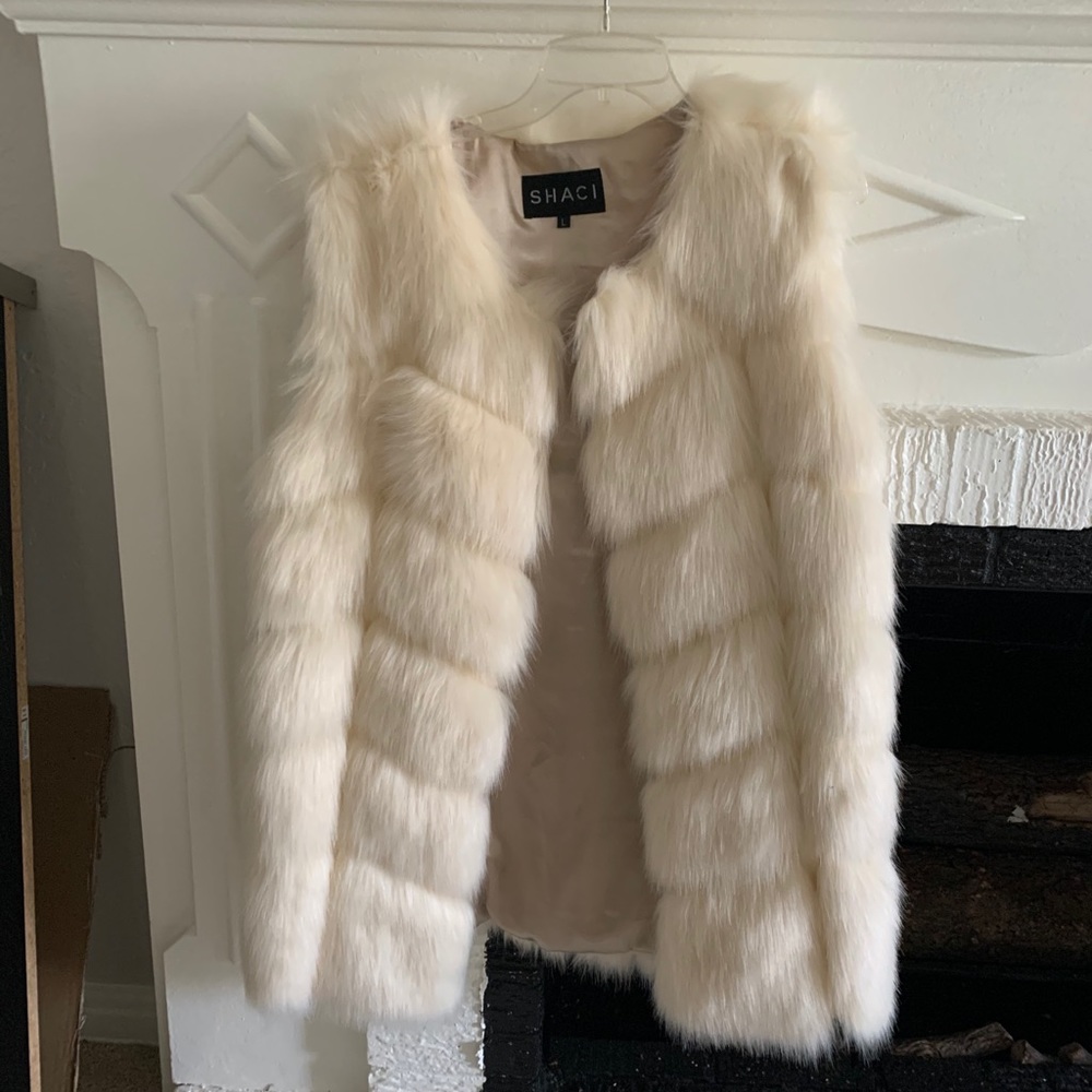 Ivory faux fur vest